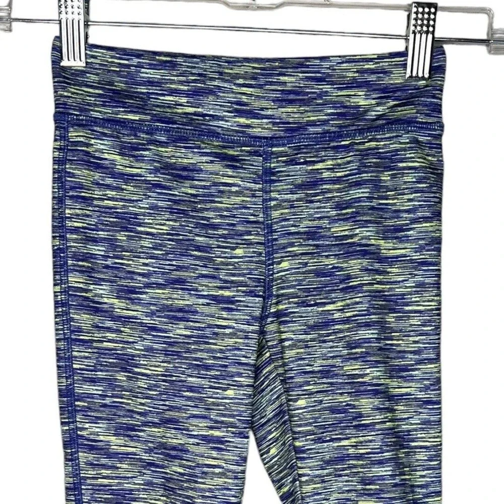 Gap Fit Leggings Girls Small Blue Yellow Marled Capri Crop Loungewear Athleisure